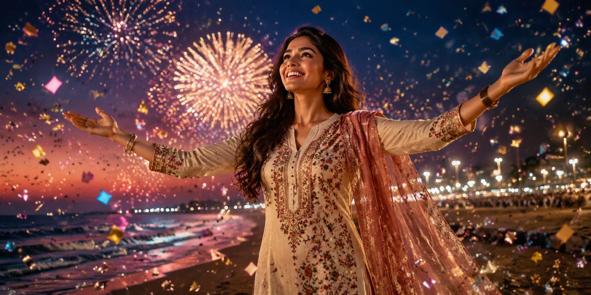 Scenic Chennai Marina Beach with festive vibes