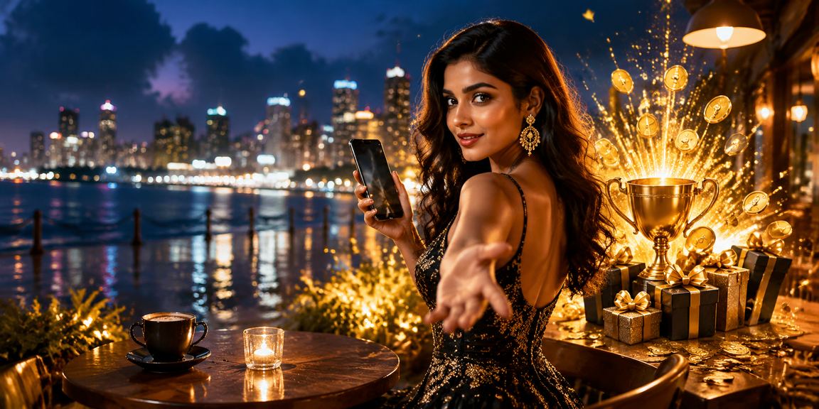 Mobile user playing slot games in vibrant Mumbai casino vibe